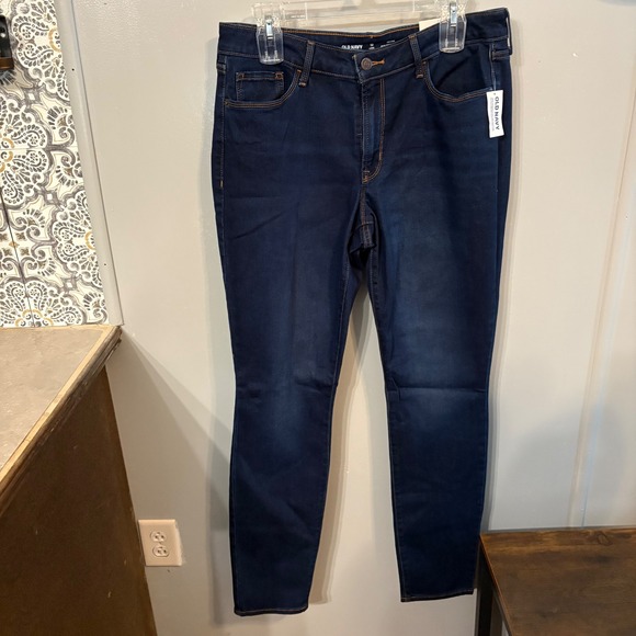 NWT Old Navy Mid-Rise Pop Icon Skinny Dark Denim Jean Pants (Women's 12‎ Long) - Picture 1 of 6